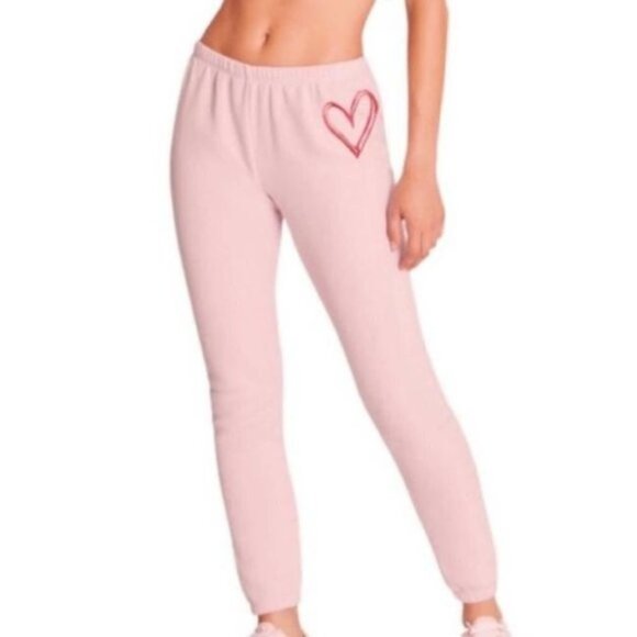 New Wildfox Sketchy Heart Knox Pink Jogger Sweatpants Valentine's NWT - Picture 5 of 10